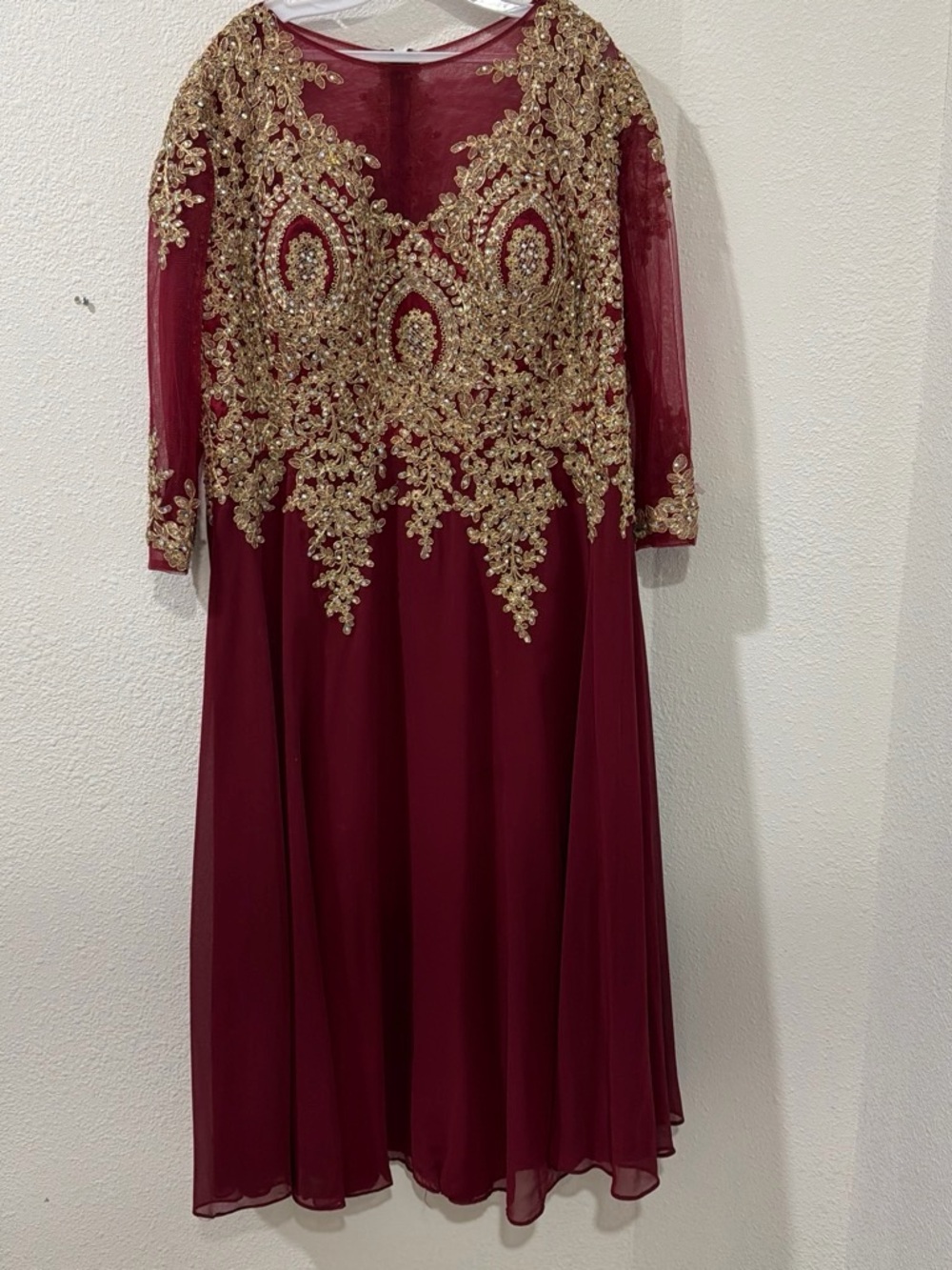 May Queen Red and Gold Evening Dress Label Focus